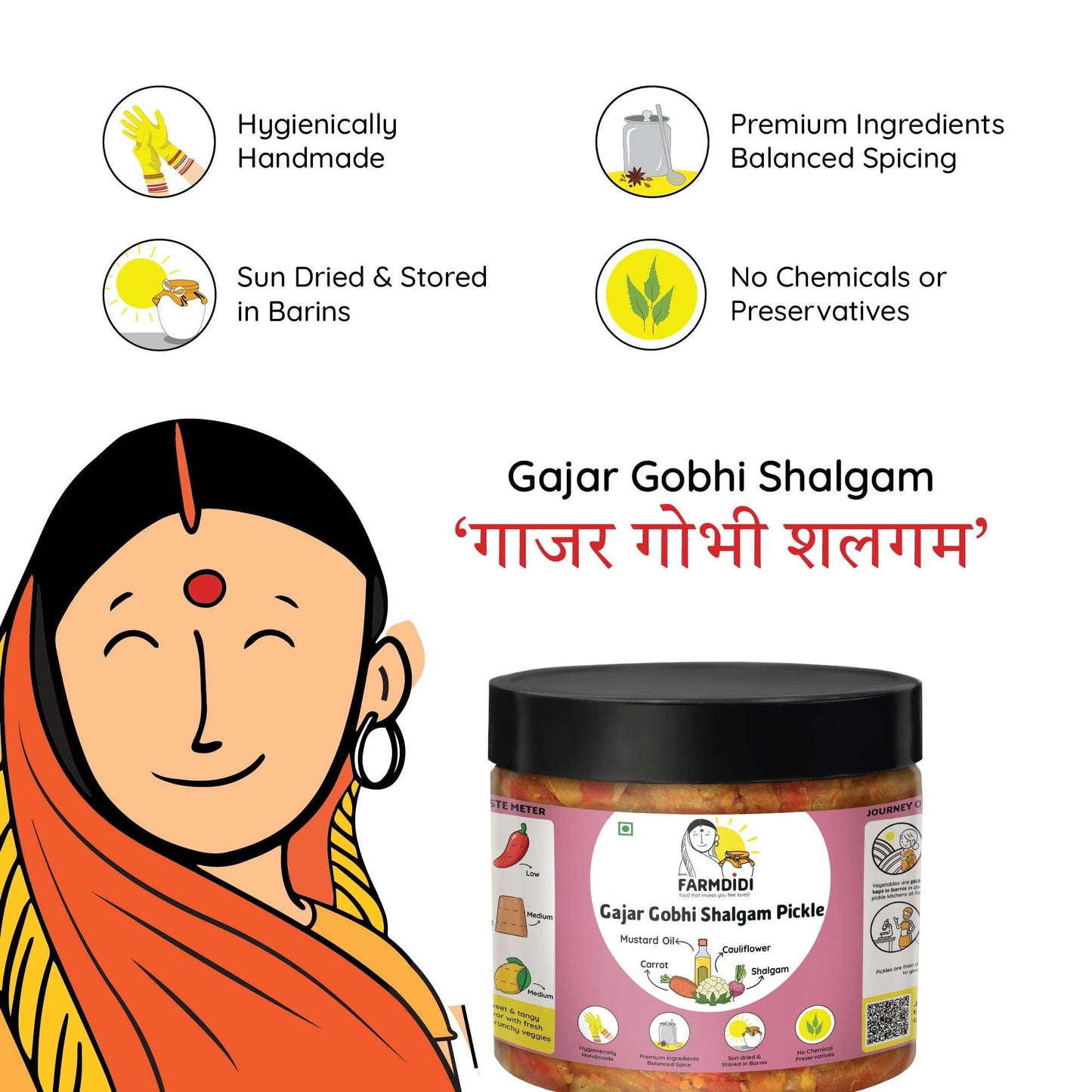 Gajar Gobhi Shalgam Ka Mix Achar | Vegetable Pickle - www.farmdidi.com