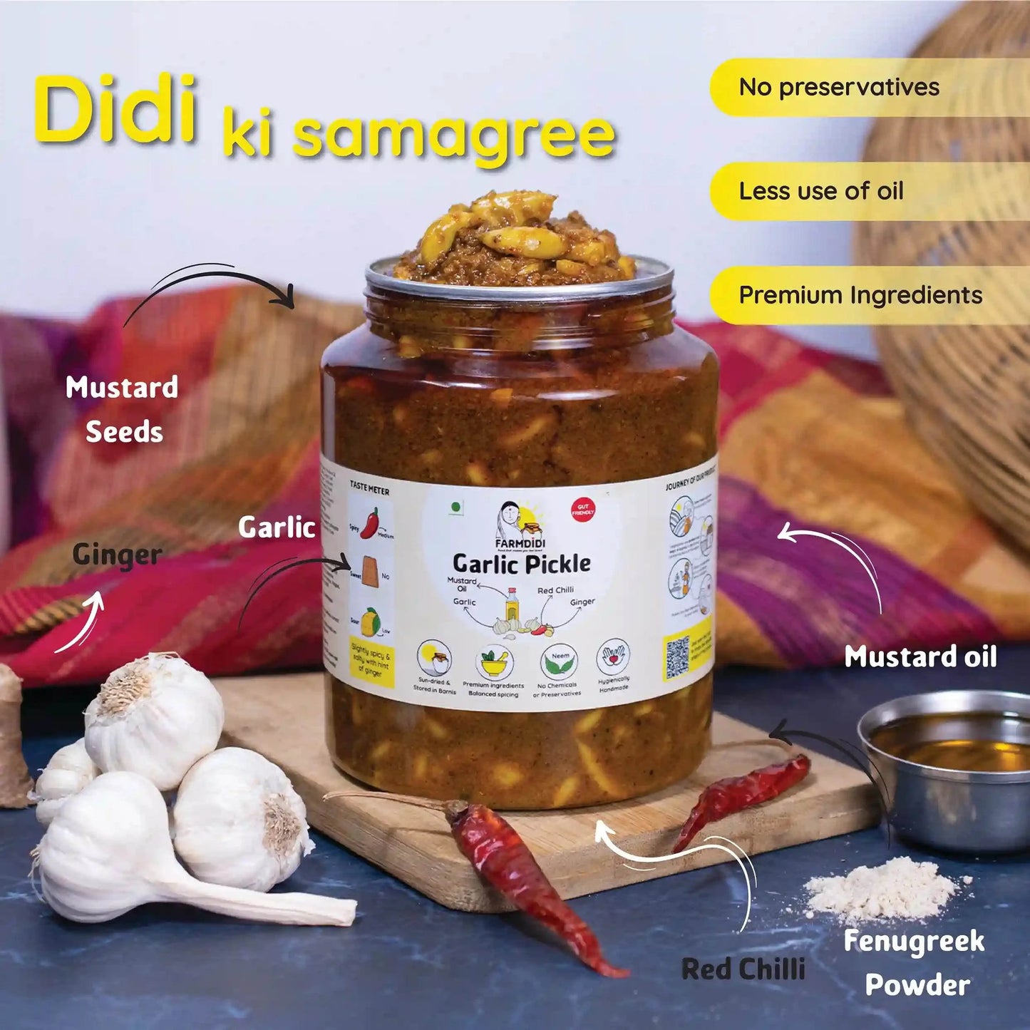 Garlic pickle | Lehsun ka achar - www.farmdidi.com