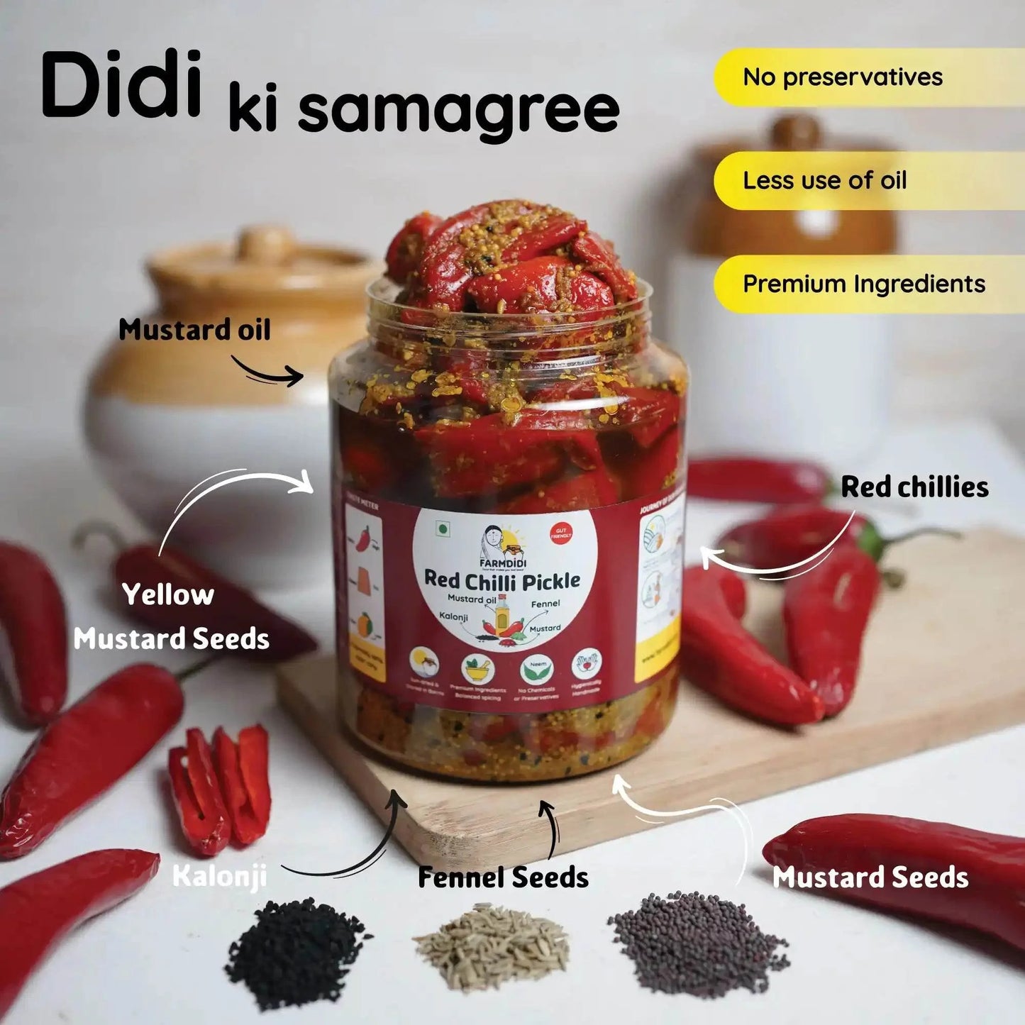 Red Chilli Pickle | Lal Mirch ka Achar - www.farmdidi.com