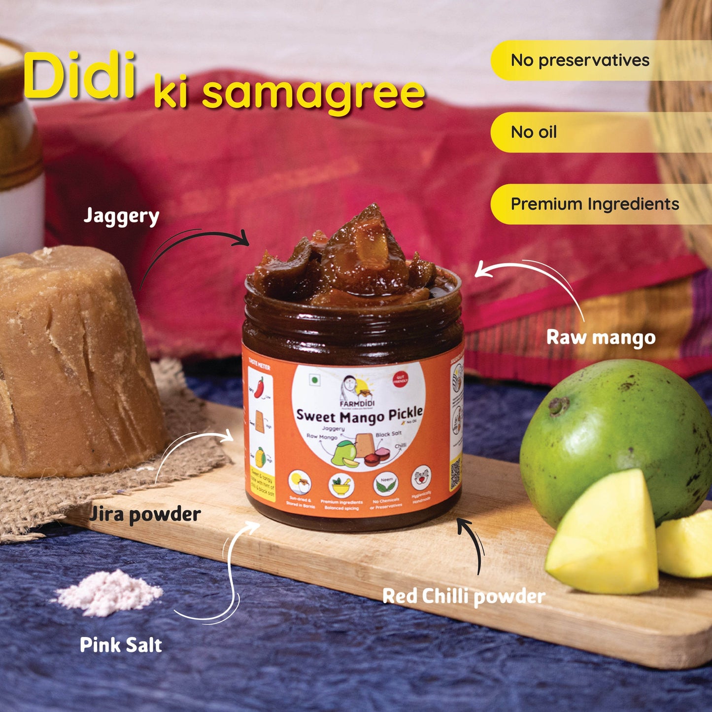 Sweet Mango Pickle | Mango Sweet Achar - www.farmdidi.com