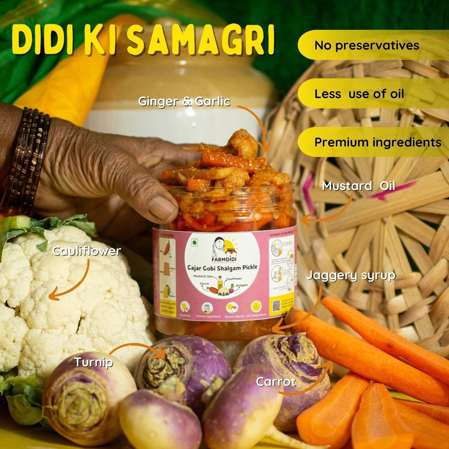 Gajar Gobhi Shalgam Ka Mix Achar | Vegetable Pickle - www.farmdidi.com