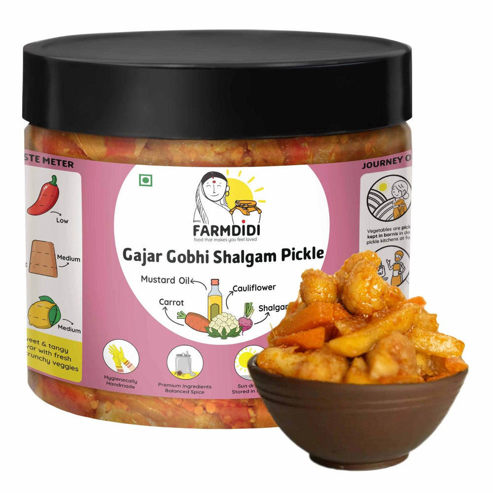
                  
                    Gajar Gobhi Shalgam Ka Mix Achar | Vegetable Pickle - www.farmdidi.com
                  
                